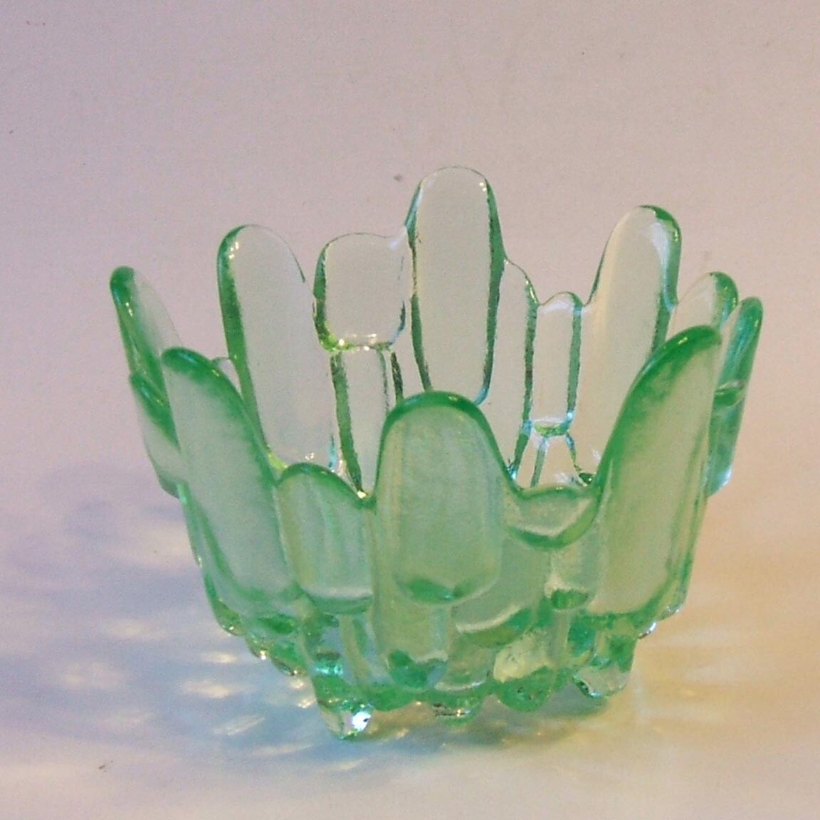Green Viking Art Glass Bowl Ice Icicle Textured eBay