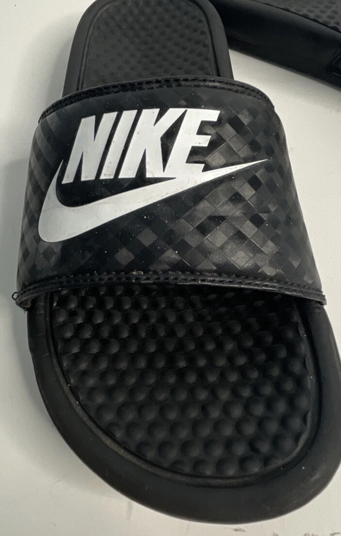 Womens Nike Benassi JDI Slip On Slides Sandals Black White 343881 011
