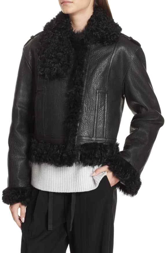 Vince shearling moto best sale jacket