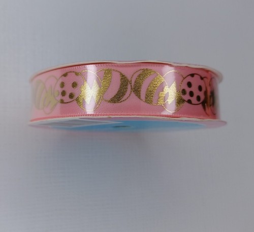 Easter Craft Ribbon Pink Satin Gold Eggs - Picture 5 of 5