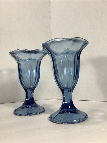 Set of 2~ Libbey Glass 6” Ice Cream Sundae Dishes~Light Blue - Picture 12 of 12