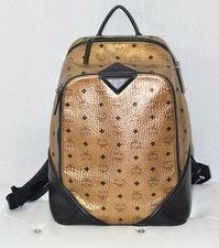 Authentic Mcm Leather Large Gold Backpack