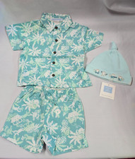 Janie  Jack Baby Boy Outfit Tropical Hawaiian Monkey 3 pc Set 0-3-6 NEW Vintage