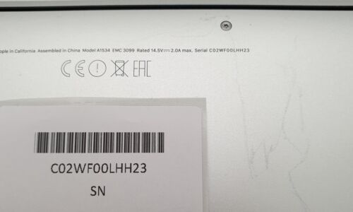 APPLE MACBOOK A1534 CORE m3-6Y30 1,1GHz 8GO 256GB SN : C02R90VBGTHT - Bild 14 von 14