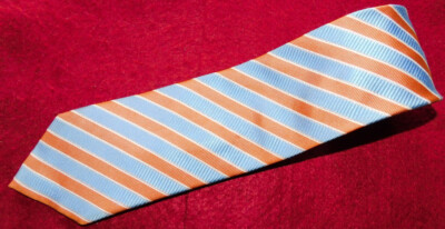 MEN'S EMIDIO TUCCI ORANGE/BLUE/WHITE STRIPED TIE - TIES - DESIGNER TIES.
