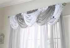 Image of Luxury Glittering Sparkle Jewell Gems Sheer Voile Net Curtain Swags 5 Shades