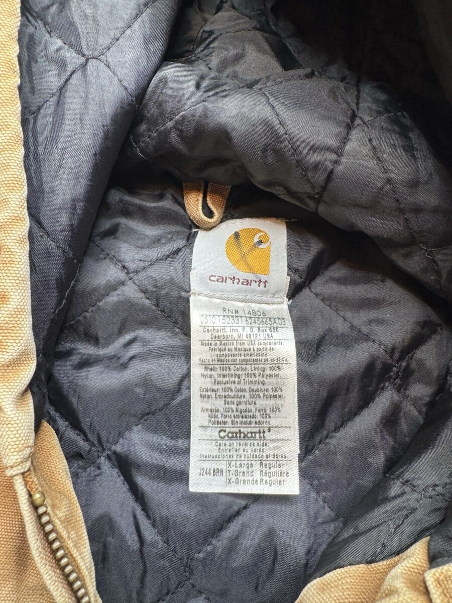 VINTAGE CARHARTT J244 HOODED JACKET XL MENS Brown QUILT VINTAGE CARHARTT J244 HOODED JACKET XL MENS Brown QUILT