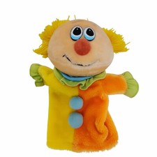 Dakin Hand Puppet 1982 Clown Baldy Yarn Hair Orange Yellow 11 Pretend Play