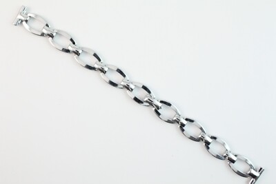 LeMod 60 - 70er Uhrenarmband 12mm Massiv Metall Schmuck-Band Silber