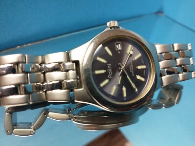 POLINI Men's Watch, Stainless Steel, Date Window, Luminous Hours/Hands, New Batt