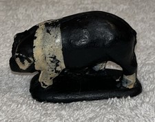 Vintage 1950 s Auburn Hard Rubber Farm Pig, HOG Figurine, Black and White