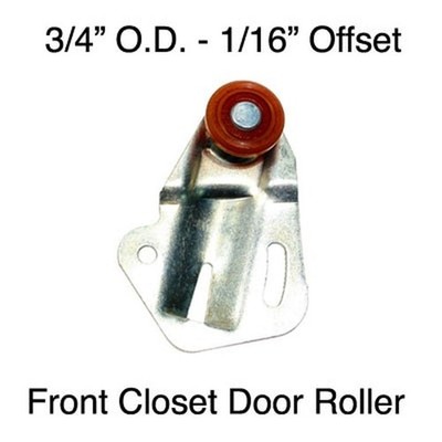 Closet Door Front Roller 3/4'' Wheel 1/16'' Offset Mill Convex Side Mount (Pair)