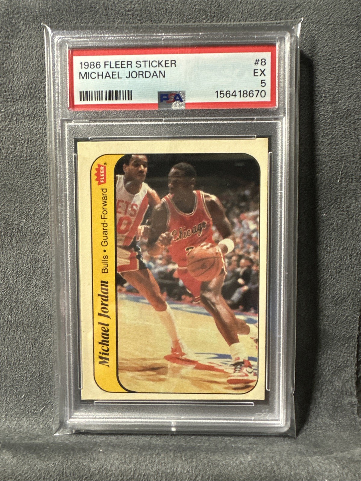 1986-87 Fleer Sticker Michael Jordan #8 RC Rookie🔥🔥 PSA 5🔥🔥👀👀