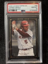 2008 UPPER DECK MASTERPIECES FRAMED BLACK #98 JOHNNY BENCH REDS PSA 10 GEM SP