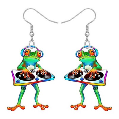 Acrylic Green Sweet Frog Earrings Drop Dangle Novelty Jewelry For Women Cha - 01