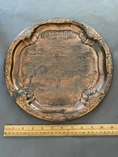 BRITISH EMPIRE EXHIBITION WEMBLEY PARK 1924 COPPER PLATE METAL TRAY PLATE VTG