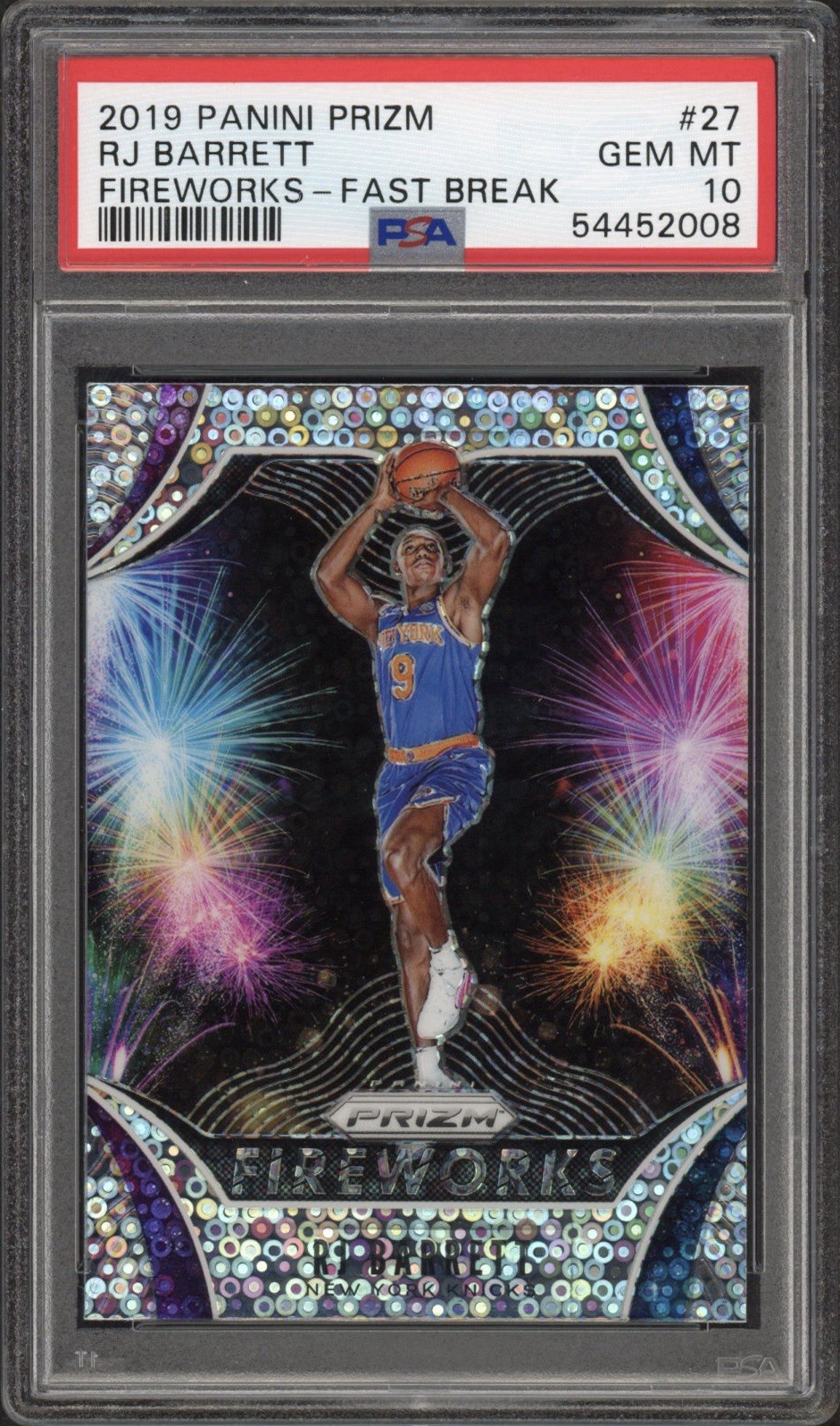 2019 Panini Prizm RJ Barrett Rookie Fast Break Fireworks #27 PSA 10 GEM MT