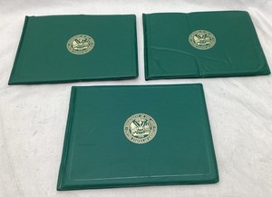 (Lot of 3) US Army Green Award Certificate Binder 8 1/2" x 11" Gold Army Seal