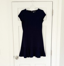 GAP dress size 8 navy blue dots shortsleeve cap sleeve tulip fit and flare
