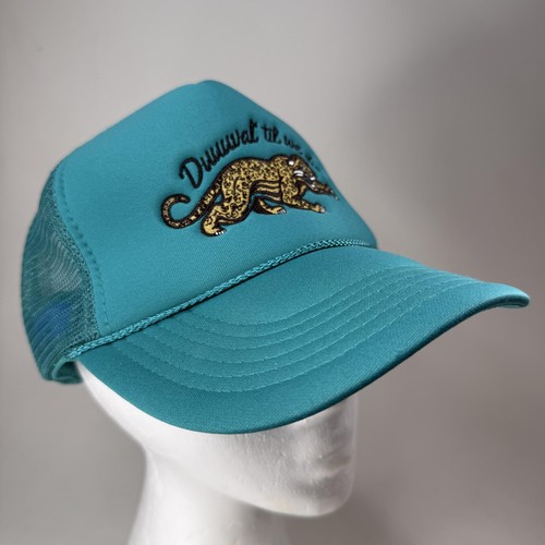 Duval til We Die Hat Cap Snapback Teal Mesh Trucker Embroidered Jaguar Mens - Picture 2 of 12