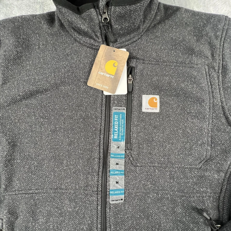 Carhartt Jacket Mens Medium Gray Relaxed Fit Full Zip Fleece Work Wear Coat Dad - Image 2 of 4