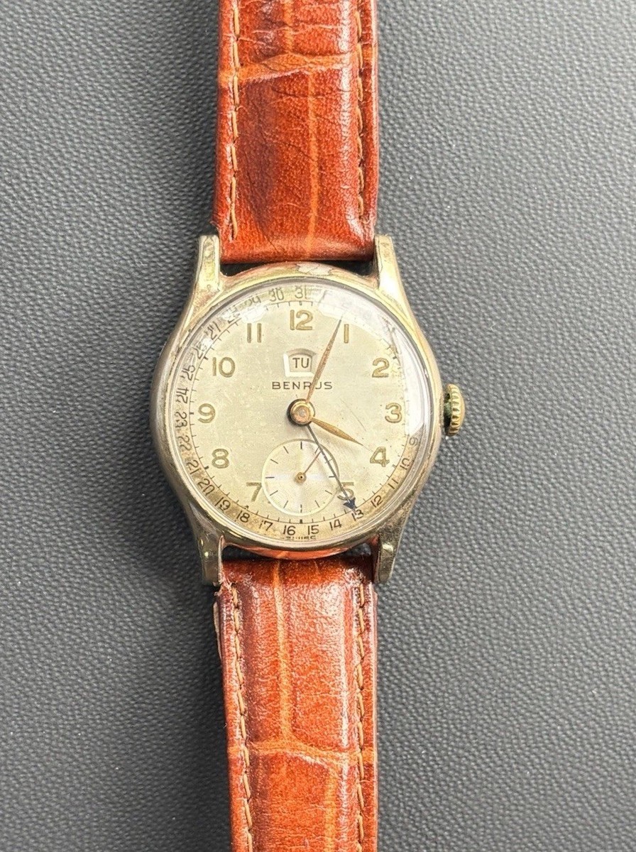 Vintage Benrus Day Date Calendar 17J Manual Wind Watch 10K RGP