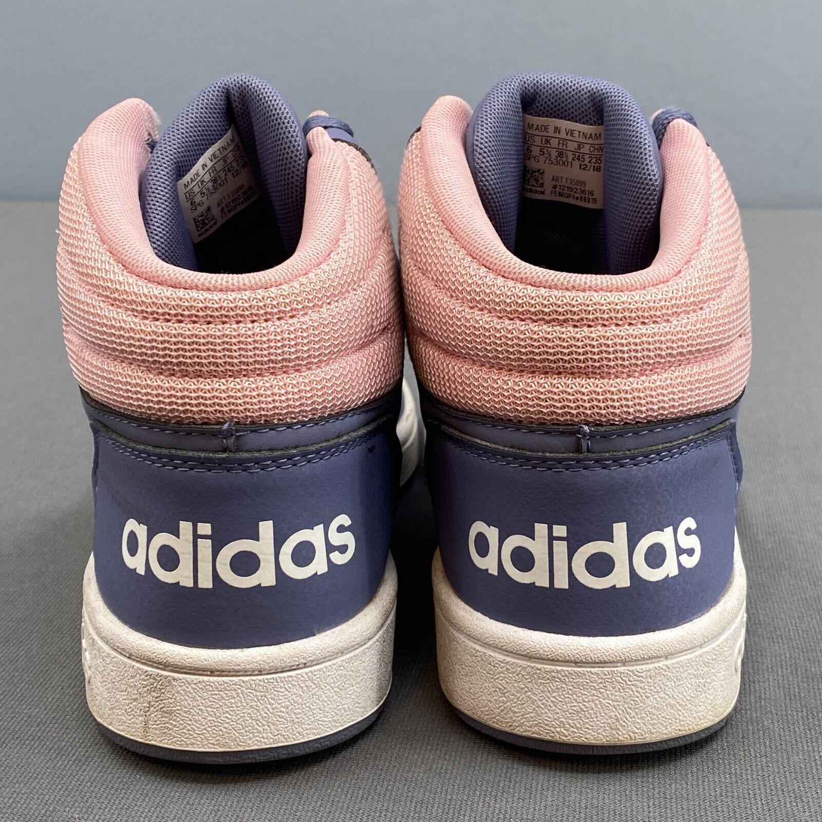 Adidas Hoops Mid Top 2.0 Athletic Sneakers Shoes Youth 6 Purple Pink Basketball thumbnail 8