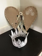 Vintage Style Washed Metal Crown and Rustic Angel Wings Props