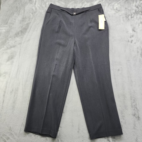 NEW Dressbarn Pants Womens Size 14W Gray Pull On High Rise Belted Detail Stretch
