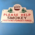 Vintage Forest Service Sign - Smokey Bear Hiking Wilderness Gas Porcelain Sign
