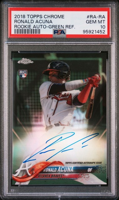 2018 Topps Chrome Ronald Acuna Jr. Green Refractor /99 Auto Autograph RC PSA 10