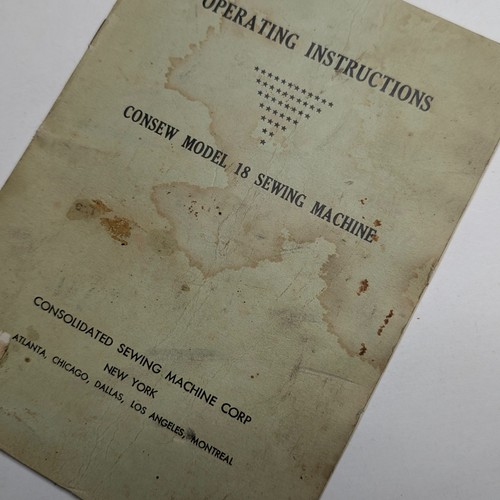 Vtg Consew Model 18 Industrial Sewing Machine Operating Instructions Booklet