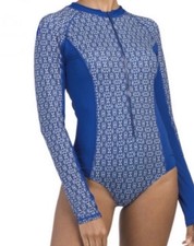 Cabana Life Unisuit One Piece UPF 50 Vibrant Blue Swimsuit Rash Guard XL