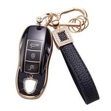 for Porsche Key Fob Cover with Leather Lanyard, Car Key Fob Case For Porsche B