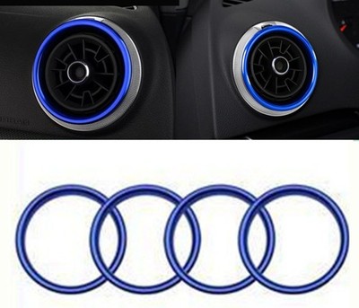 4X For Audi A3 S3 2015-20 Blue Aluminum Dashboard Air Vent Outer Ring Cover Trim
