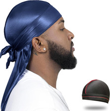 Silky Durag for Men Wave Cap Satin Dorag for Men Women 360 Wave