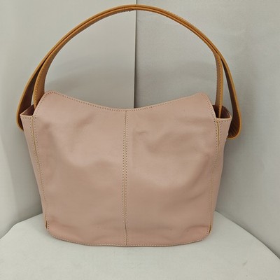 TODS Pink Brown Leather Shoulder Bag with Silver Hardware Handbag