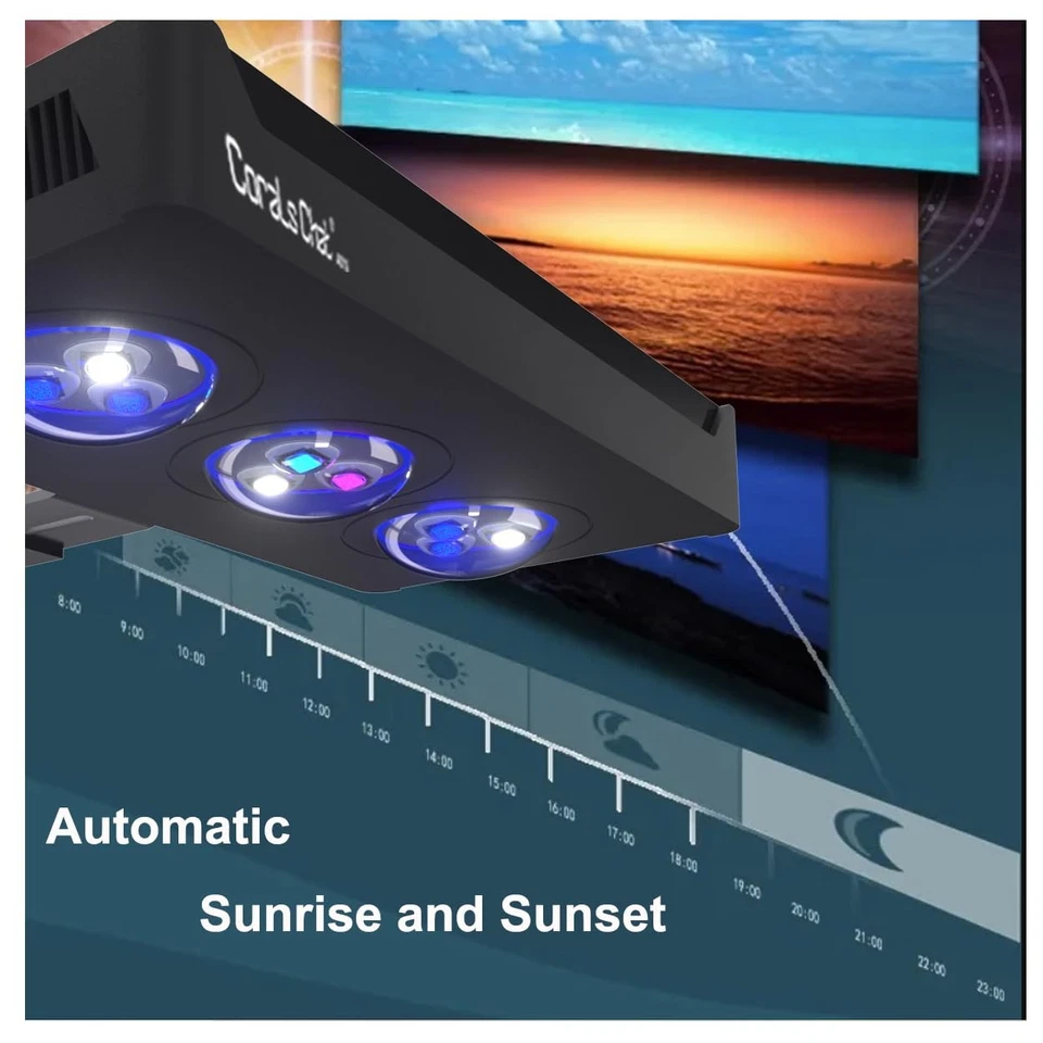 Aquarium Reef LED Light,30W Cree Spectrum Marine Saltwater Coral Aqua Knight ... - Image 3 of 4