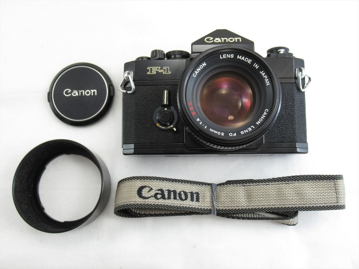 Canon F-1 SLR 35mm Film Camera w/ FD 50mm f/1.4 S.S.C. Lens Strap