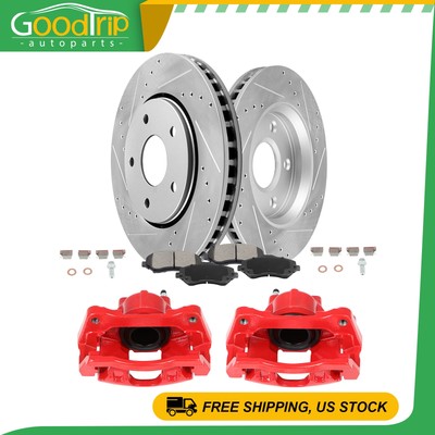 Fits 2008-2016 Dodge Grand Caravan Disc Pads Brake Calipers w/ Brackets Front