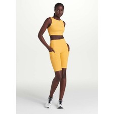 Lole Women's Yellow High Waisted Bike Shorts Pockets Size Large