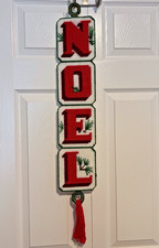 Vintage Needlepoint NOEL Plastic Canvas Handm...