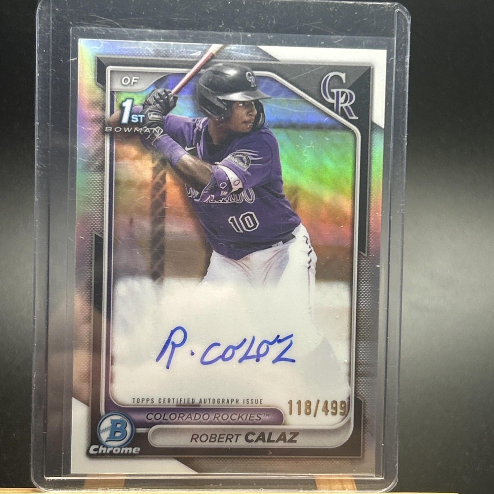 2024 Bowman Robert Calaz Chrome Auto Refractor 1st 118/499 Rockies