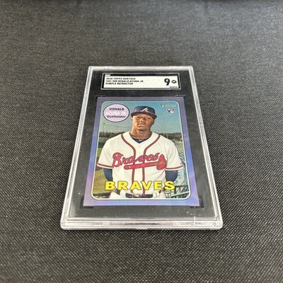2018 Topps Heritage Chrome Ronald Acuna Jr. Purple Refractor RC Rookie SGC 9