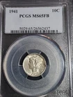 1941-P Silver Uncirculated Mercury Dime PCGS MS65 FB Free Shipping