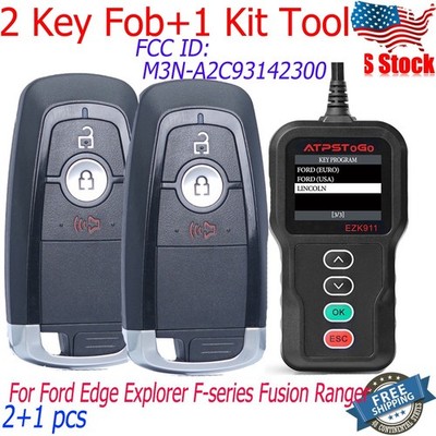 2 For 2017~2021 Ford Edge & Fusion Remote Prox Smart Key +1 DIY Programmer Tool