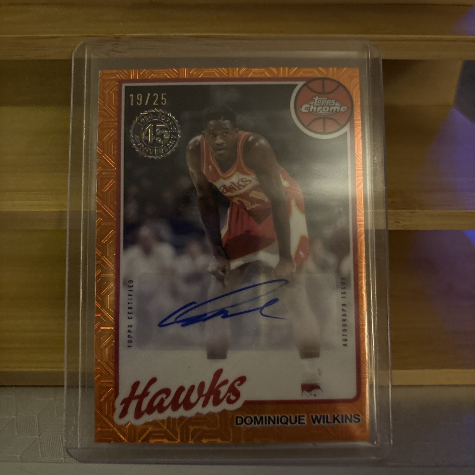 2025-26 Topps Dominique Wilkins Chrome Veteran Auto Orange Mojo 19/25 