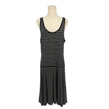Chaps Womens Black White Striped Tank Dress Maxi Size XL EG