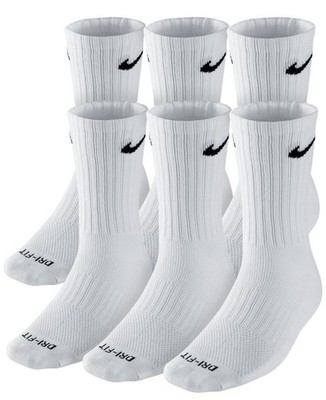 Nike Unisex Everyday Plus 6-Pack Dri-FIT Cushioned Training Crew Socks White L