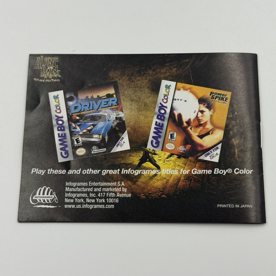 Alone in the Dark The New Nightmare - Game Boy Color - Manual Only - NO ...